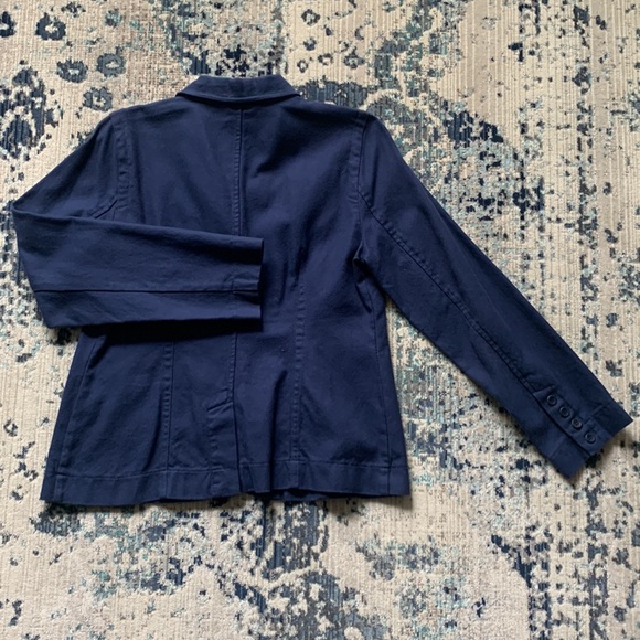 Eileen Fisher High Collar Navy Blazer - Picture 8 of 11
